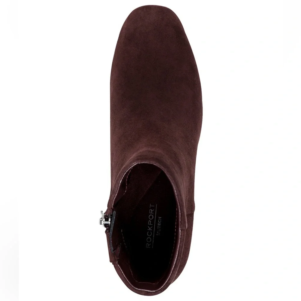 Rockport Women's Okaeli Zipper Booties- Dark Wine Suede- Size 5M